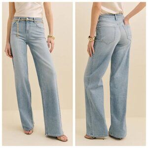 Reformation Greta Super Stretch Low Rise Wide Leg Jeans Size 29 in Damona